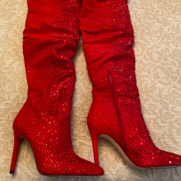 jessica simpson red thigh high boots